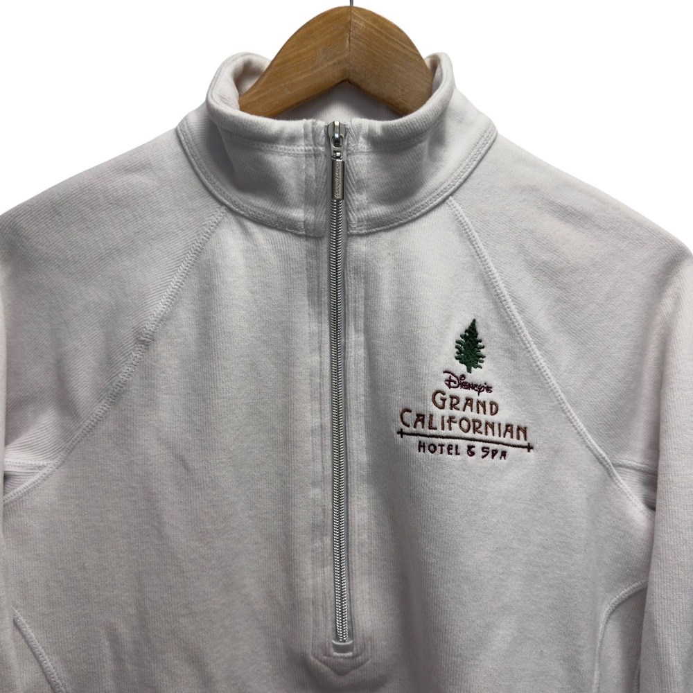 Tommy Bahama Womens Sz Medium White Quarter Zip Sweater Disney Grand Californian